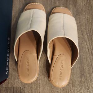 AEROSOLE Yorketown Bone Leather Wedge Slide 6M